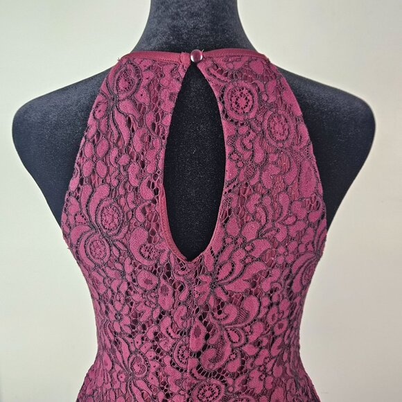Altard' State Womens Burgundy Lace Fit & Flare Dress Circle Neck Size Sm Formal - Picture 10 of 14